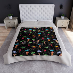 Soft sherpa blanket with 'It's Raining Men Funny Women's Decorative Throw' design