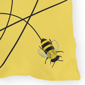 throw pillow with 'Reversible Yellow Bee' design
