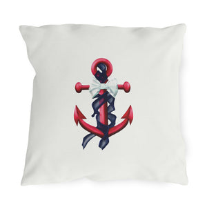throw pillow with 'Patriotic Red Nautical Anchor Outdoor Indoor Accent' design