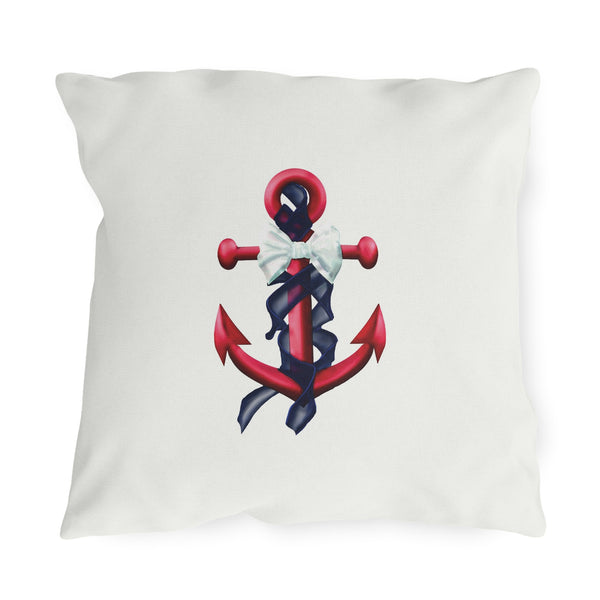 Patriotic Red Nautical Anchor Outdoor Indoor Accent Pillow