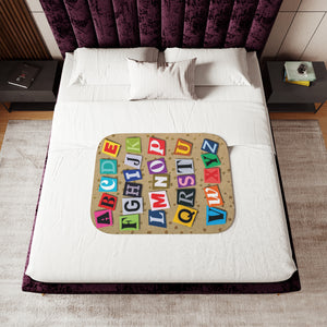 ABC Paper Letters Soft Sherpa Baby Blanket