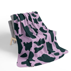 Lavender Blue Green Animal Print Plush Sherpa Throw Blanket