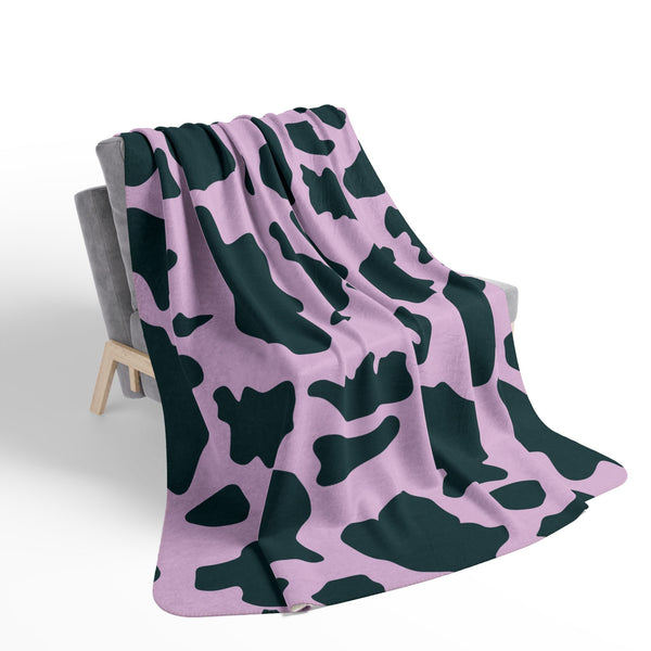 Lavender Blue Green Animal Print Plush Sherpa Throw Blanket
