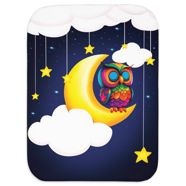 Napping Night Owl Soft Sherpa Baby Blanket