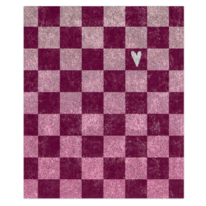 Soft sherpa blanket with 'Pink Checkered Heart' design