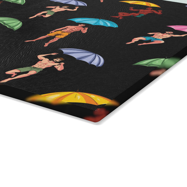 It's Raining Men Glass Cutting Board