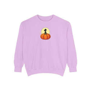 Topaz blue sweatshirt with 'Great Pumpkin Halloween Fall' design on a plain background