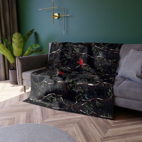 Snow Birds Midnight Blue Decorative Throw