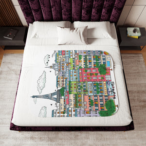 soft sherpa blanket with 'Whimsical Paris France' design