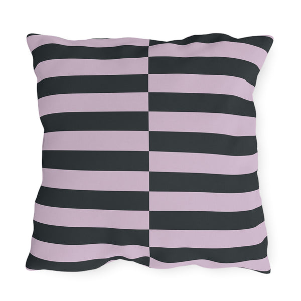 Grey Lilac Striped Indoor Outdoor Throw Pillow