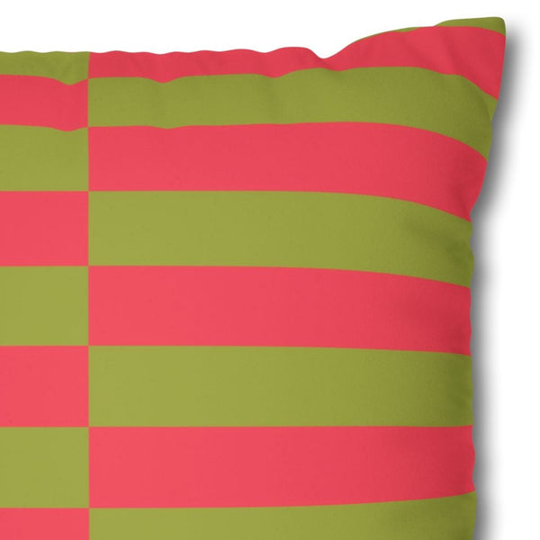 Red and Green Striped Christmas Pillow Cover