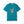 A teal short-sleeve crewneck t-shirt featuring a graphic of a skeletal hand making the rock on gesture on the chest, displayed against a solid white background.