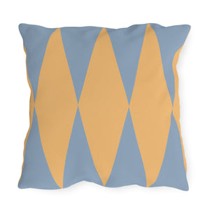 Yellow Blue Diamond Indoor Outdoor Throw Pillow