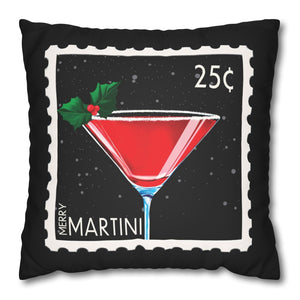 merry martini christmas throw pillow cover soft faux suede