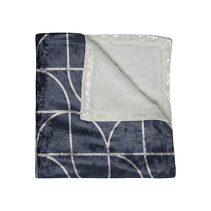 Soft sherpa blanket with 'Sapphire Blue Art Deco Decorative Throw' design