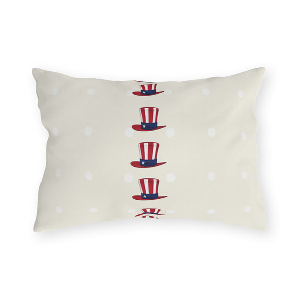 Patriotic Dots and Hats Outdoor Indoor Throw Pillow