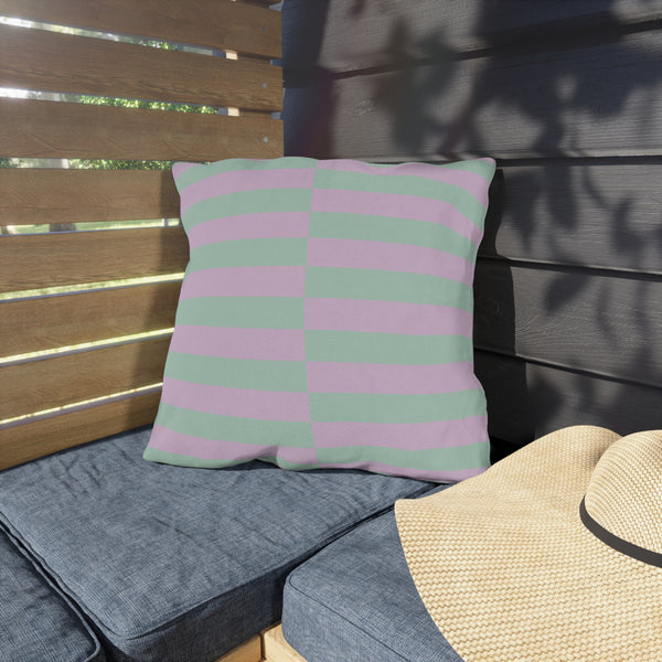 Lilac & Mint Green Striped Indoor Outdoor Throw Pillow