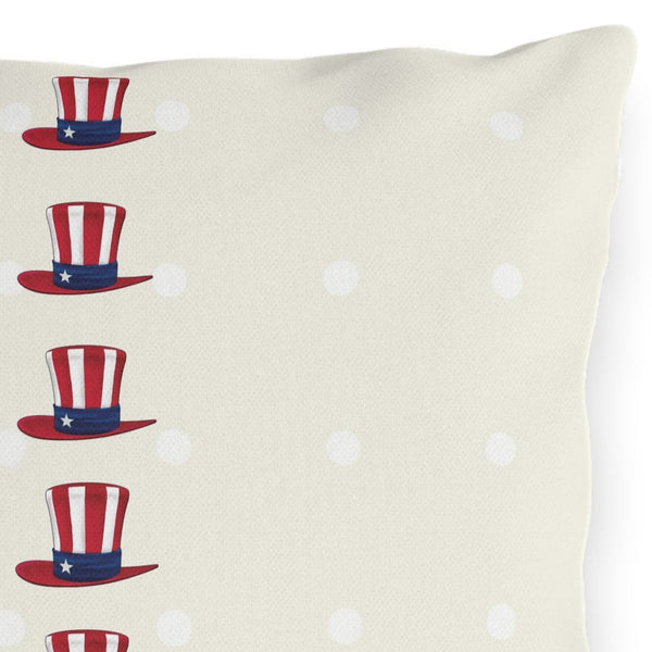 Patriotic Dots and Hats Outdoor Indoor Throw Pillow