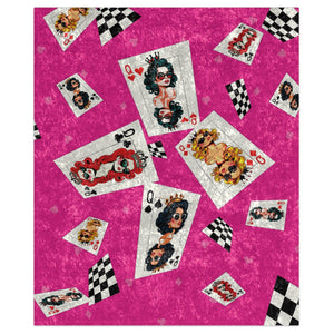 Card Deck Queens Pink Decorative Throw Blanket