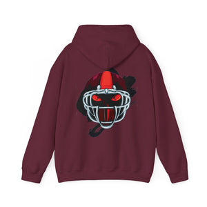 Maroon hoodie with 'Va Tech Football Sandman' design on a plain background