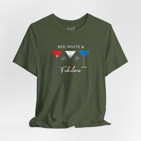 Red White and Fabulous Patriotic Martini July 4th T-Shirt