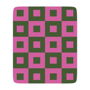 Pink and Green Modern Geometric Throw Blanket