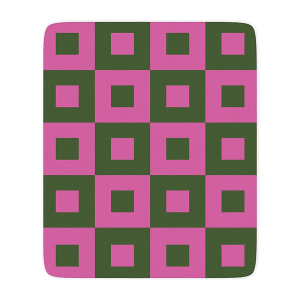 Pink and Green Modern Geometric Throw Blanket