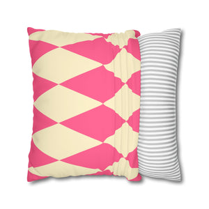 Reversible Pink Harlequin Pillow Cover