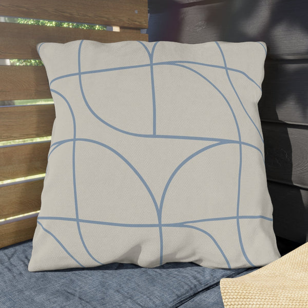 Blue & White Art Deco Indoor Outdoor Throw Pillow