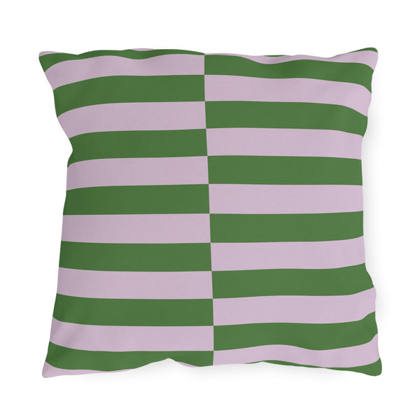 Lilac & Green Striped Indoor Outdoor Throw Pillow