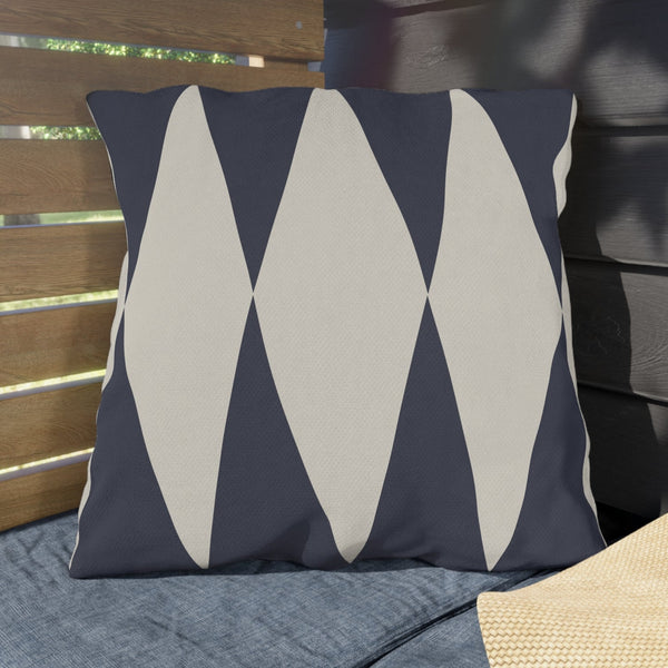 Blue Ivory Diamond Indoor Outdoor Throw Pillow