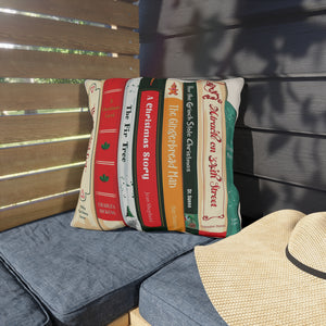 throw pillow with 'Christmas Classics Books Decor' design