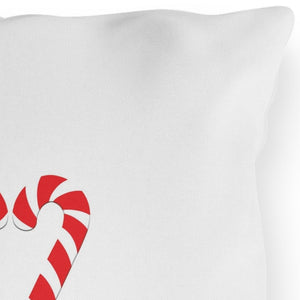 throw pillow with 'Reversible Candy Cane Heart Outdoor' design