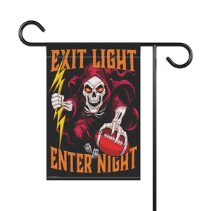 Garden flag with 'Virginia Tech Sandman Skeleton Football' design