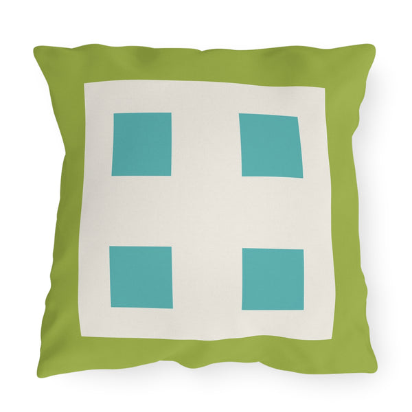 Pastel Green & Blue Indoor Outdoor Throw Pillow