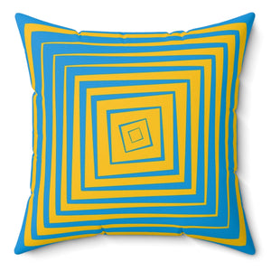 Yellow & Blue Reversible Retro Throw Pillow