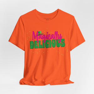 Leaf t-shirt with 'Magically Delicious Funny St. Patrick's Day' design on a white background