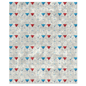 Soft sherpa blanket with 'Red, White, and Blue Martinis Chic Patriotic Throw' design