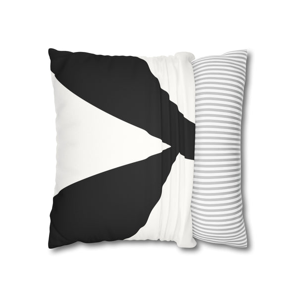 Black & White Neckline Faux Suede Pillow Cover