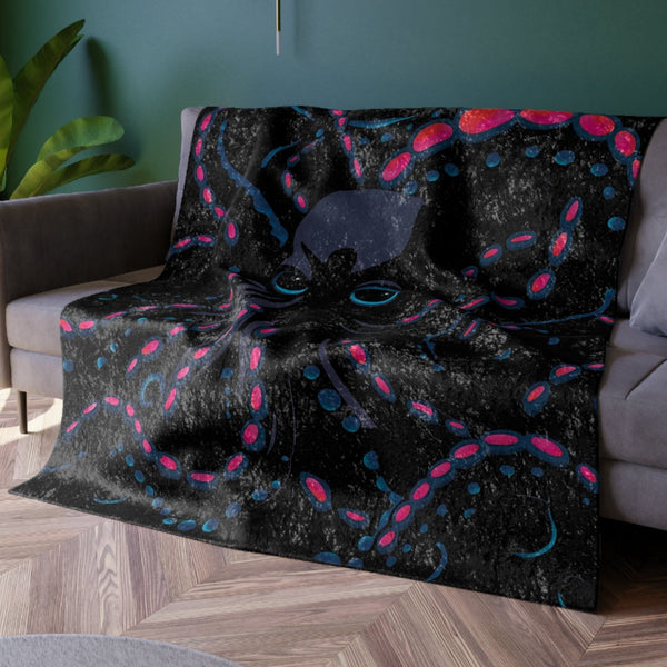 Octopus Squid Pink & Blue Decorative Throw Blanket