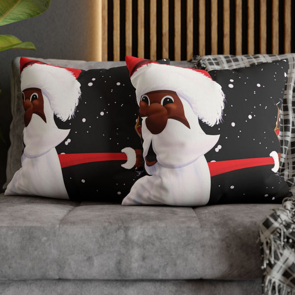 African American Santa Pillow Christmas Throw Pillow Cover