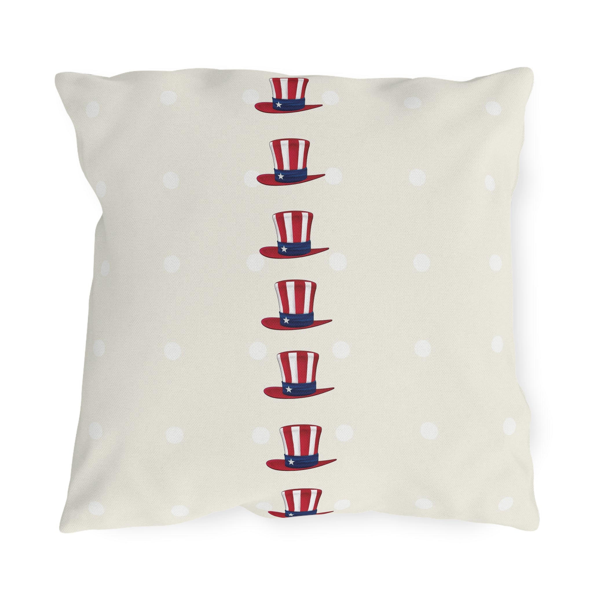Patriotic Dots and Hats Outdoor Indoor Throw Pillow