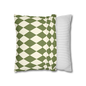 throw pillow with 'Reversible Green Harlequin Cover' design