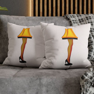 throw pillow with 'Leg Lamp Cover Christmas' design