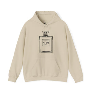 Sport grey hoodie with 'Love Potion Perfume Witchy Halloween' design on a plain background