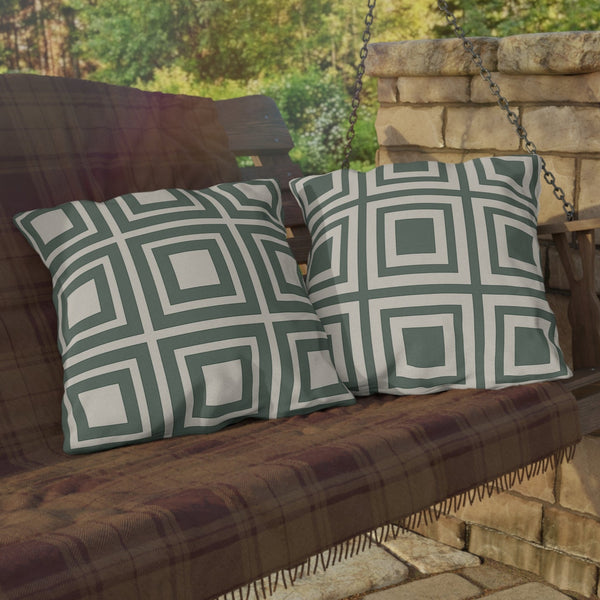 Green & Ivory Modern Indoor Outdoor Throw Pillow