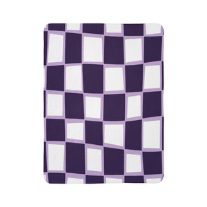 Checkered Purple Whimsical Sherpa Throw