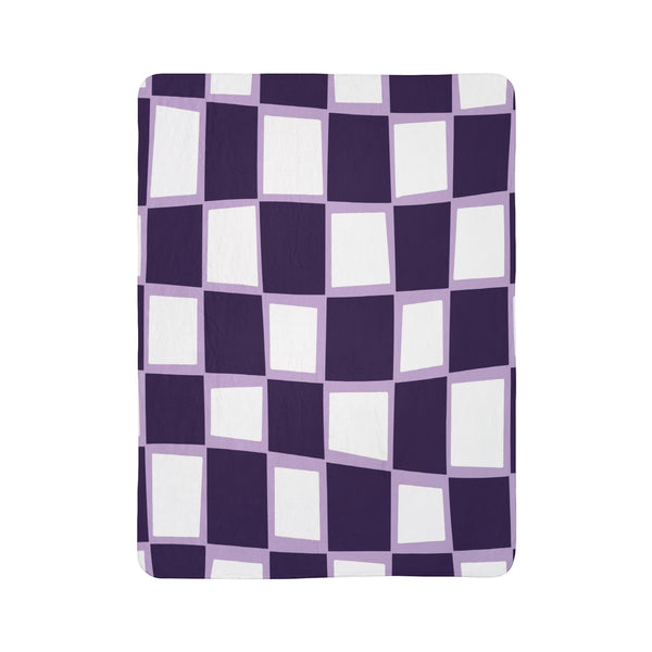 Checkered Purple Whimsical Sherpa Throw