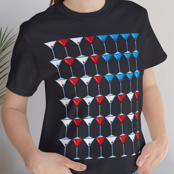 Martini American Flag Patriotic July 4th T-Shirt