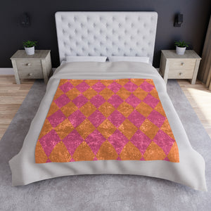 Pink and Orange Harlequin Decorative Throw
